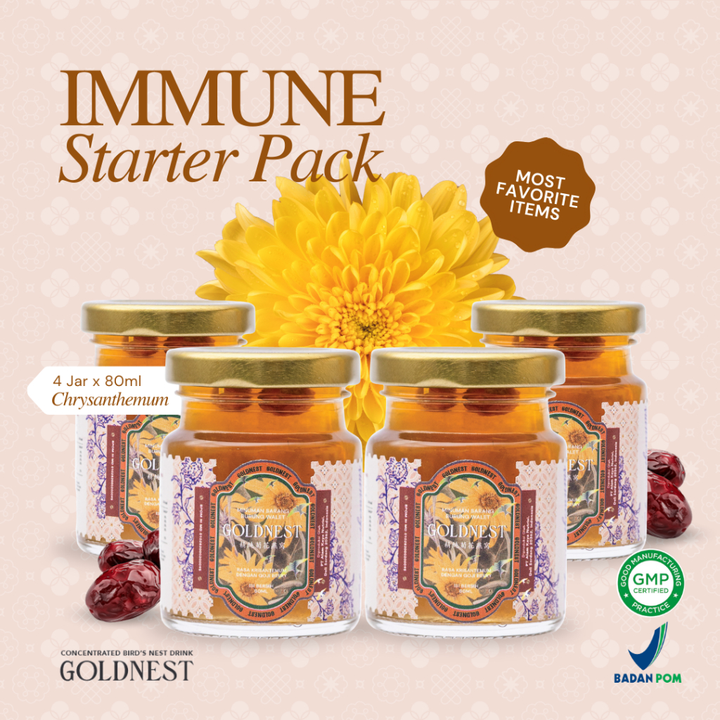 

BIRDNEST 100% ASLI, Immune Starter Pack, Minuman Sarang Burung Walet rasa Crysanthemum dengan Goji Berry