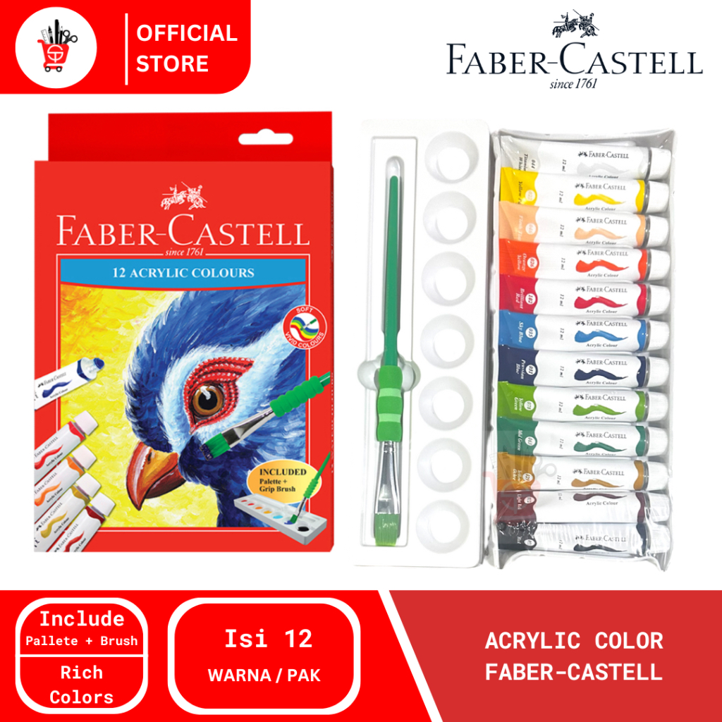 

Cat Akrilik | Paint | Acrylic Color Faber-Castell 12 Warna (1 SET)