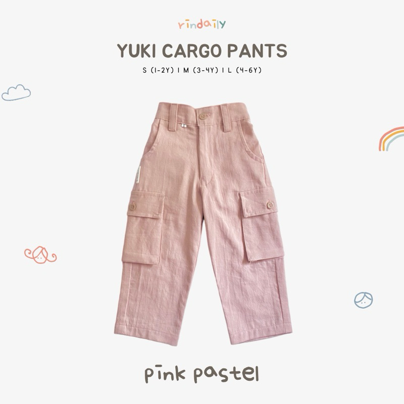 YUKI CARGO PANTS ANAK - PINK PASTEL - RINDAILY