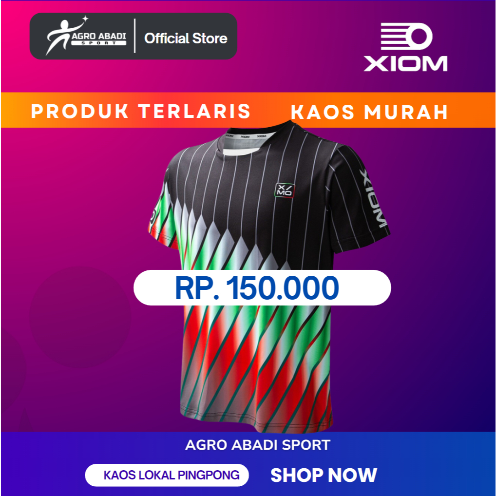 Kaos Pingpong Xiom Id - Jersey Xiom Garis Hitam