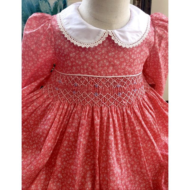 Rebecca Red Smocked Girl Dress
