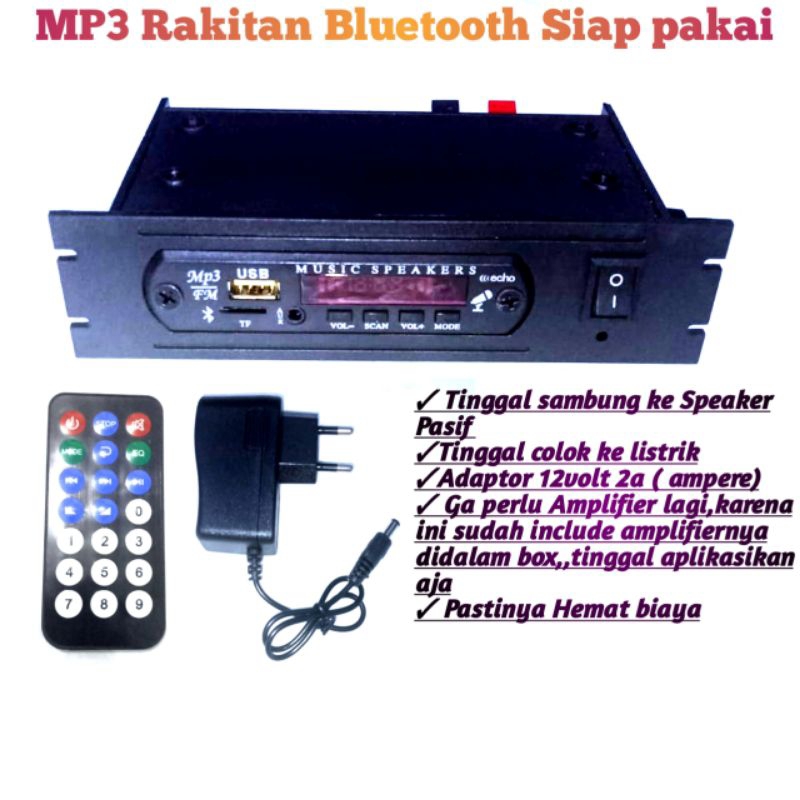 Rakitan Mp3 Bluetooth USB FM Plus Power Amplifier didalam box Siap pakai