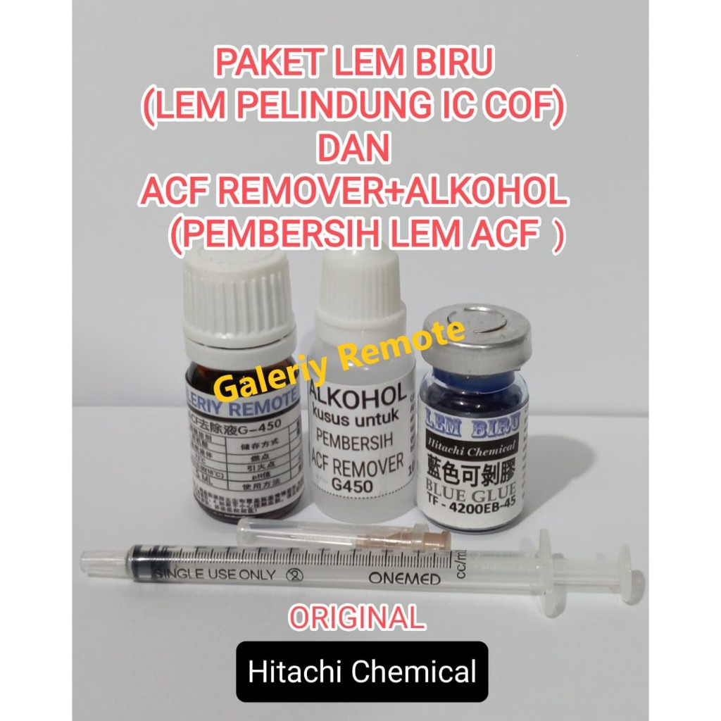 

acf remover atau pembersih lem acf bonding + lem biru tf 42000 sesuai varian / lem pelindung cof / lem acf / remover / lem taffy / lem cair / alkohol hitachi 00