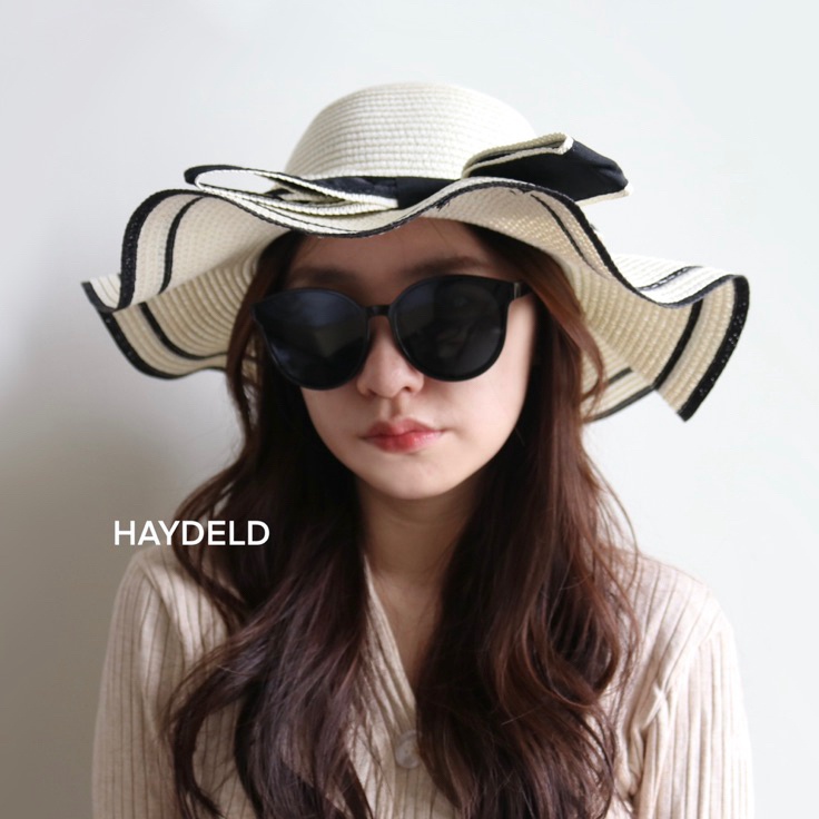 Produk Terkeren  HAYDELD  Ashley Scallop Hat  Topi Pita Pantai Wanita  Topi Bunga  Topi Gelombang  W