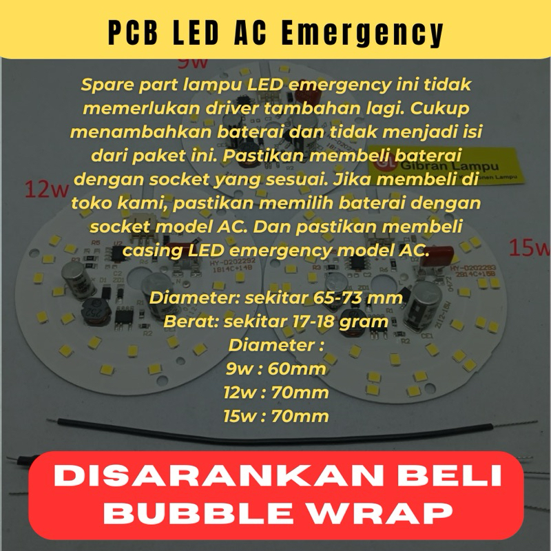 Mang_Usman Pcb Led Ac Emergency - Kit Dob Tanpa Driver - Spare Part Lampu Led Emergency Magic