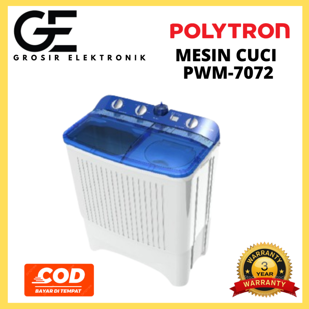 POLYTRON Mesin Cuci 2 Tabung Primadona Samba 7 Kg PWM 7072