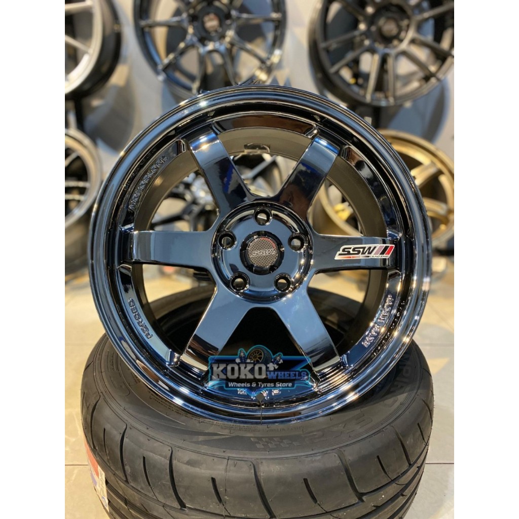 Velg mobil SSW Te37 Black crome R17 untuk Crv Rush Ertiga Xpander Dll