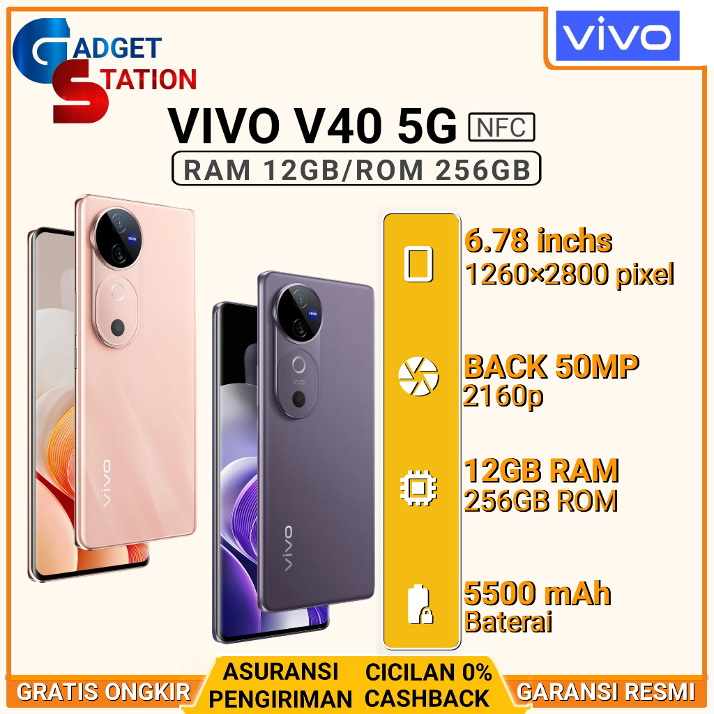 HP VIVO V40 5G NFC RAM [12/256GB] GARANSI RESMI INDONESIA