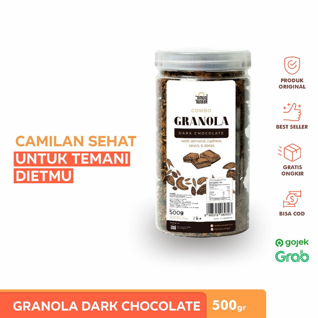 

TIMUR TENGAH Granola Dark Chocolate / Makanan Sereal Sehat Rasa Coklat Hitam 500gr