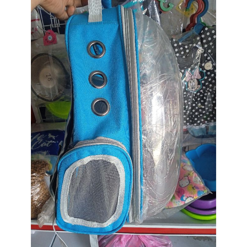 tas astronot kucing anjing transparan