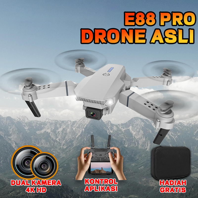 Drone E88 / E99 Pro 4k HD Kamera Shoot Original Indoor Outdoor Drone Mini RC 4K HD Camera Drone Asli