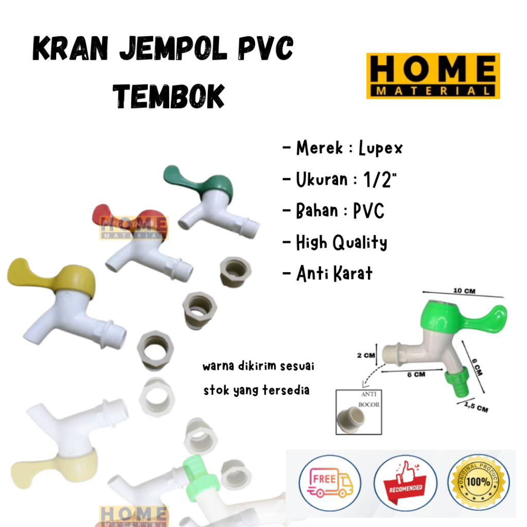 Kran Air Plastik PVC engkol JEMPOL tembok warna murah Grosir / keran air plastik murah HomeMaterial