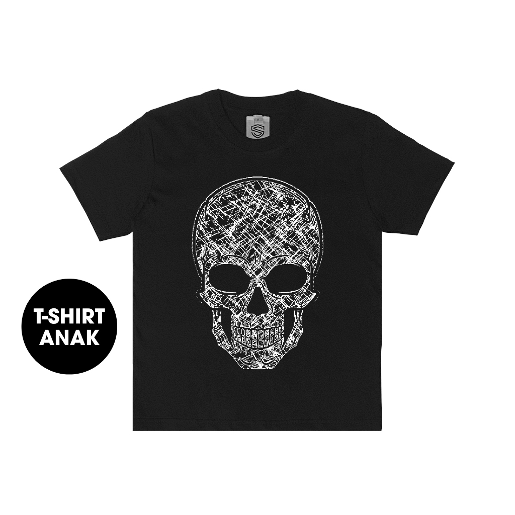 Someone T Shirt Kids Glow In The Dark Black 069A Skull Texture Baju Kaos