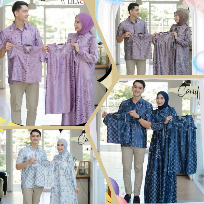 KECIL - JUMBO SARIMBIT COUPLE KELUARGA SILKY MAXMARA TERBARU BAJU MUSLIM PASANGAN AYAH IBU ANAK SET 