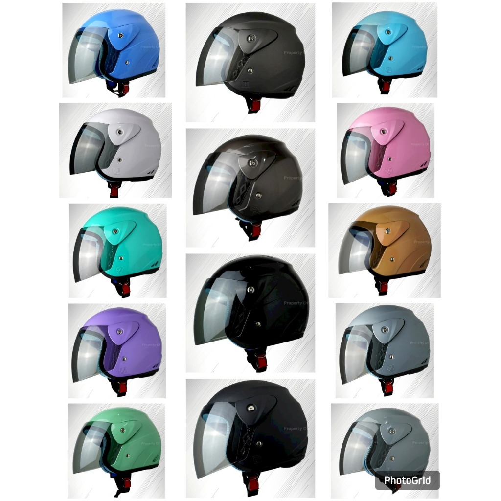 HELM EVOLUTION SOLID POLOS HITAM BLACK GLOSSY HALF FACE MODEL GM EVO