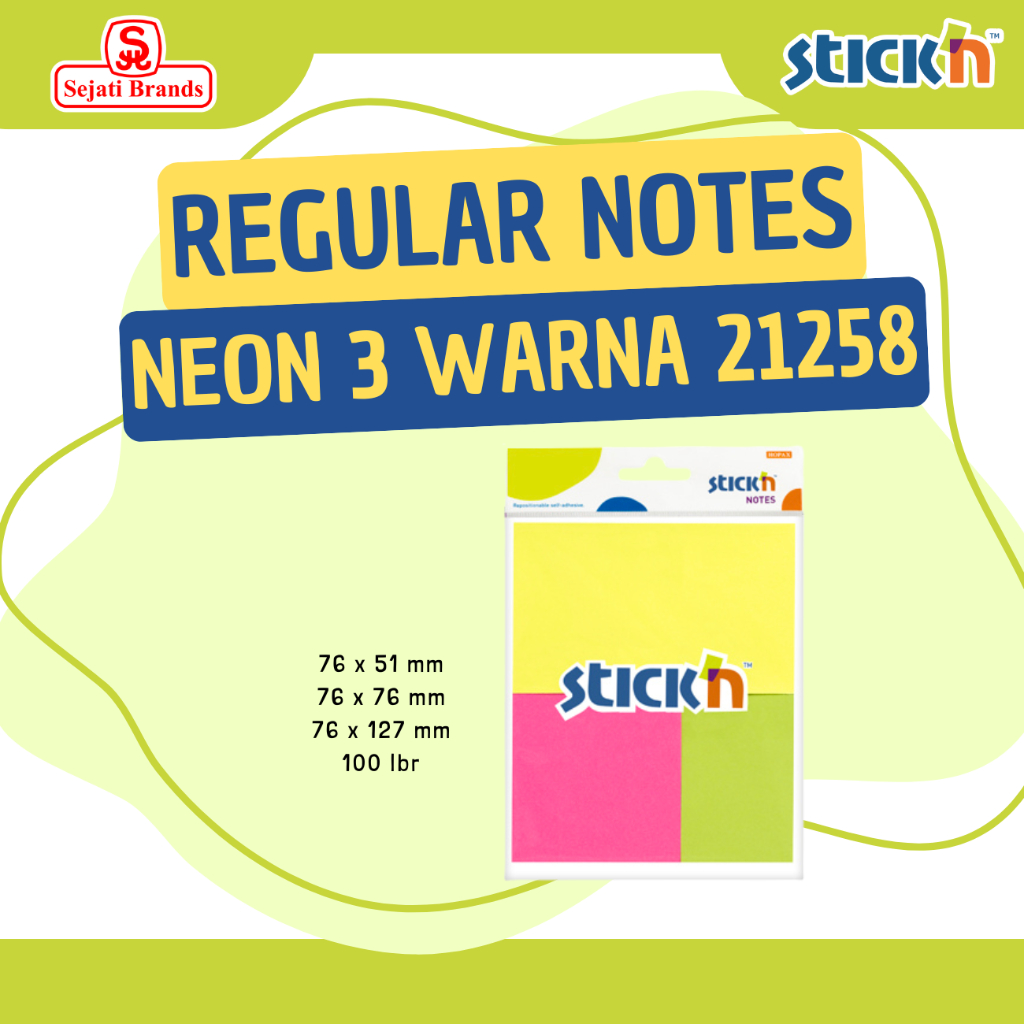 

Stick'n Assorted Notes (3 Pcs) 21258 Mixed Size Sticky Note Memo