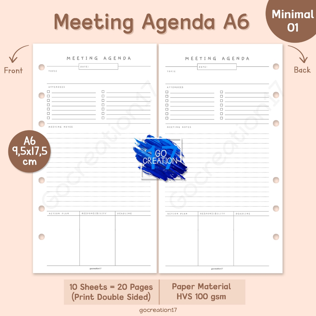 

Buku Planner Refill Kertas Isi Binder Meeting Agenda Simple Minimalis A6