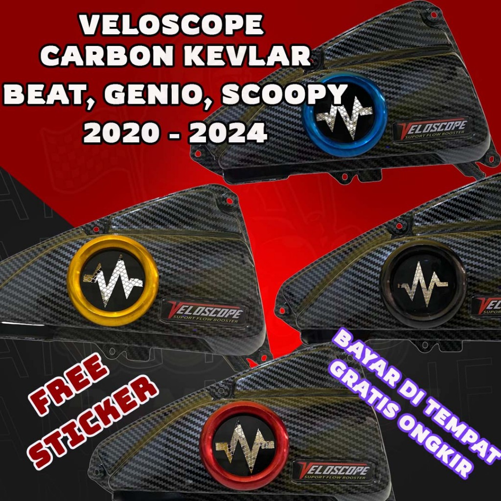 VELOSCOPE CARBON KEVLAR BEAT 2020 - 2024 BOX FILTER VELOSCOPE SCOOPY NEW TUTUP FILTER GENIO VELOSCOP