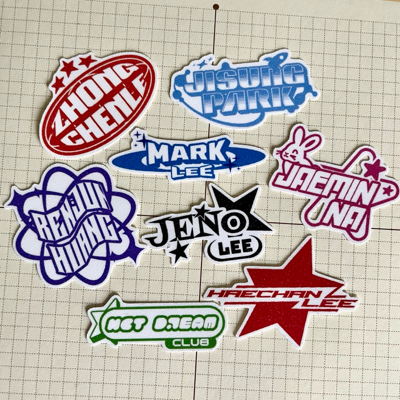nct dream y2k inspired glitter name sticker