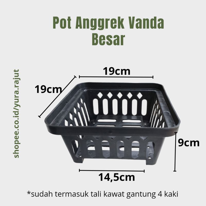 Pot plastik anggrek Vanda besar + kawat gantungan kaki 4