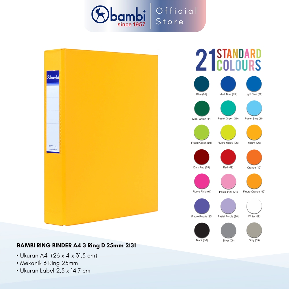 

Bambi Ring Binder A4 Size 25 mm 3 Ring D – 2131