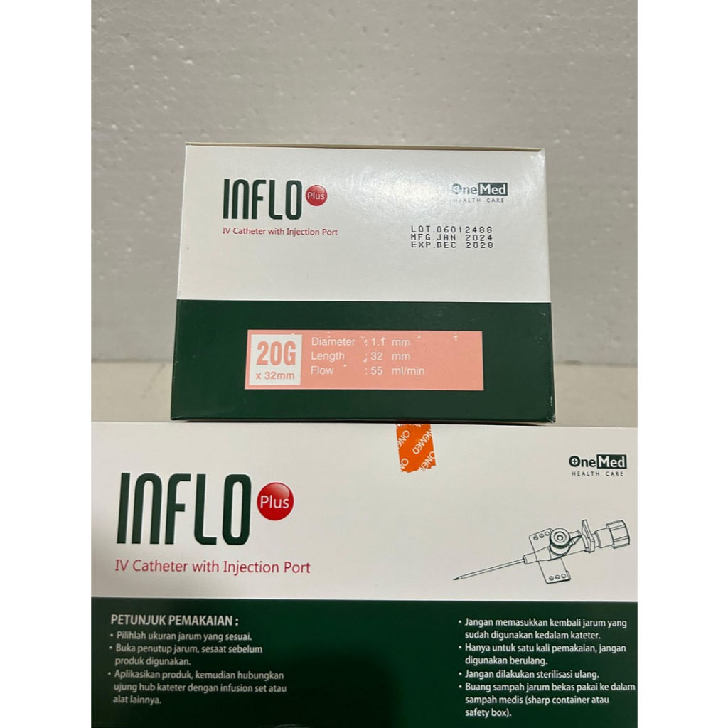 ONEMED Inflo Plus IV Catheter With Injection Port 20,22,24 G