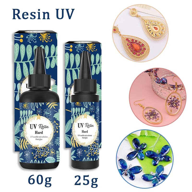 

25/60g Uv Resin Hard Uv Glue Resin Uv Hard Asisst Resin Cair Bening Resin Ultraviolet Untuk Craft Diy Casing Hp/Perhiasan/Gantungan Kunci