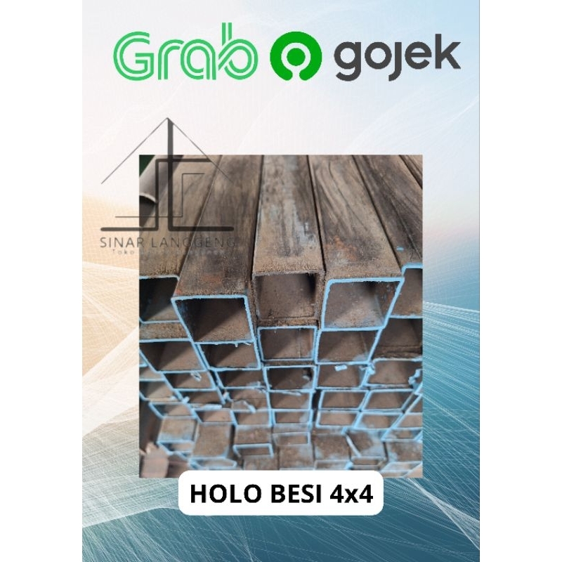 (Min 4 btg)Holo Kotak Besi 4X4 (34X34) x6meter Tebal 1,4mm (Oren) 1,2mm (Ungu) 1mm (Biru)kotak hitam