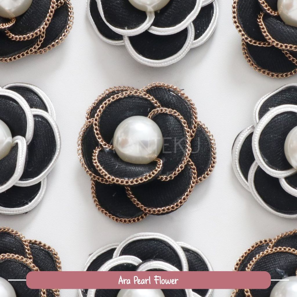 Per PCS Patch Ara Pearl Flower 6CM Hiasan Baju Pengantin Kebaya Gaun Hijab Bunga Kain Bunga Tempel A