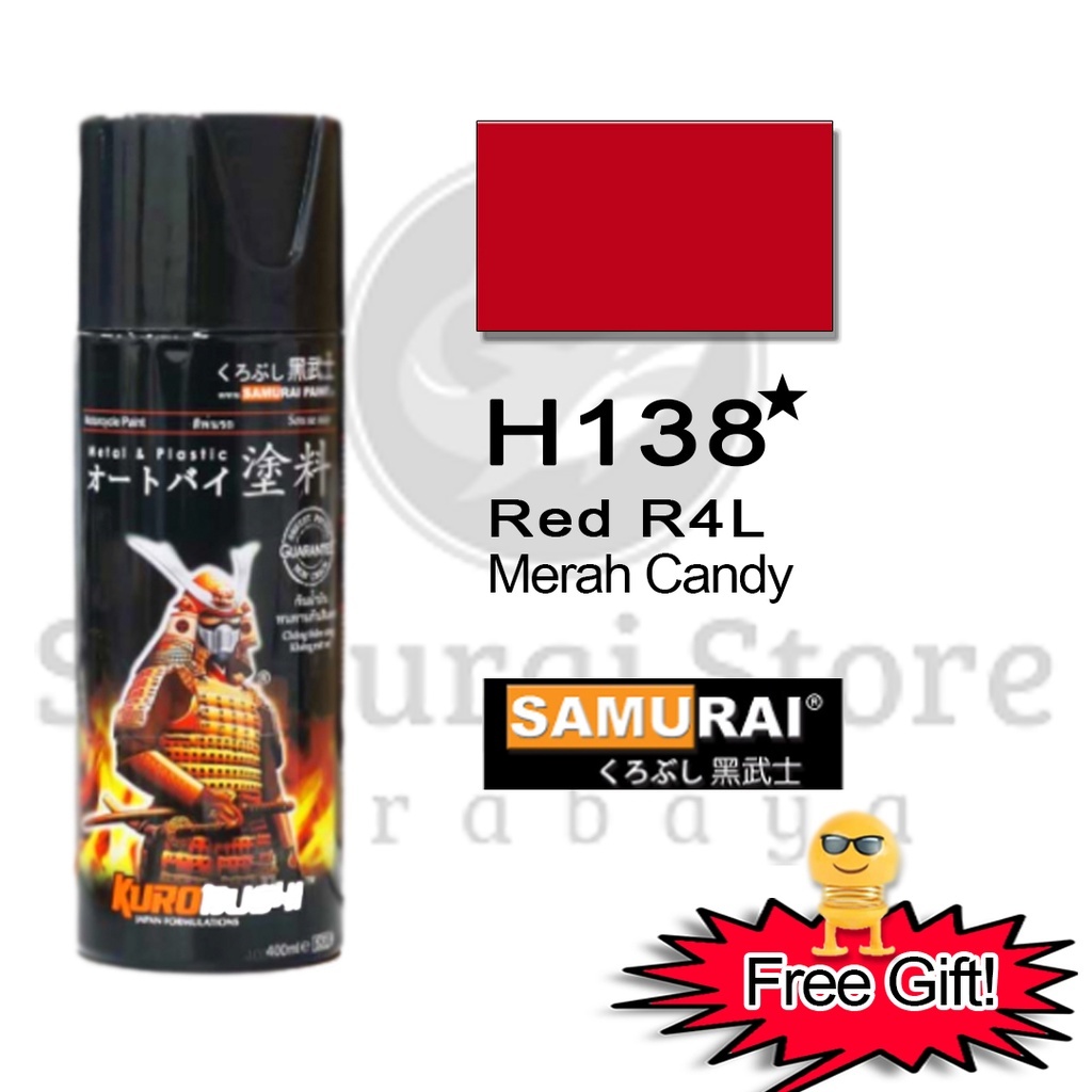Samurai Paint Honda Red R4L H138  ☆  Merah Candy 400 ml - Cat Semprot Pilox Aerosol