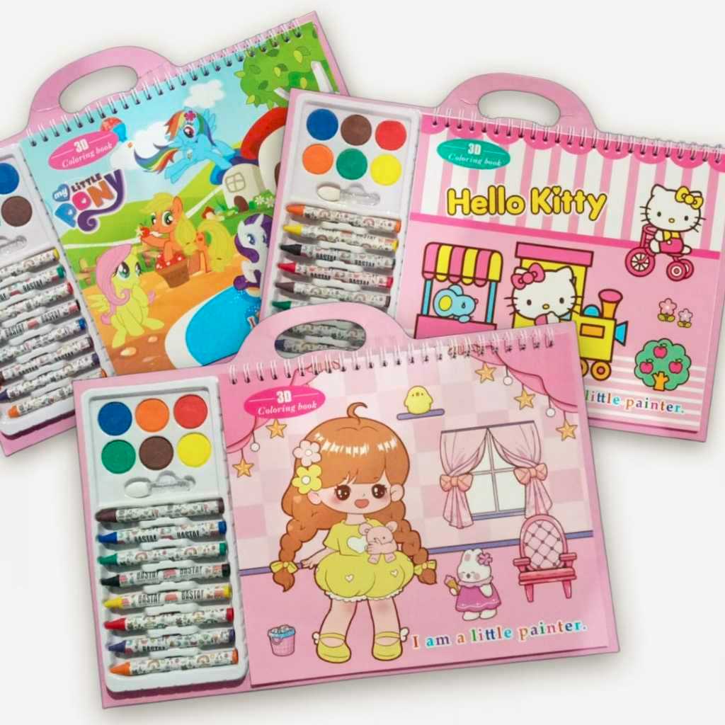 

3D Coloring Book + Crayon Set - Alat Gambar Set /Crayon Anak/