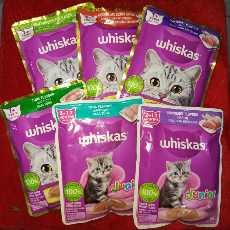 Whiskas Sachet Adult & Junior All varian 80gr / Makanan Basah Whiskas Sachet / Wet Food Whiskas / Wh