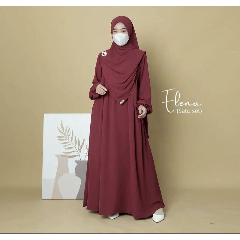 ALENA SET HIJAB/TERBARU GAMIS CRINKEL BISA COD~~~~