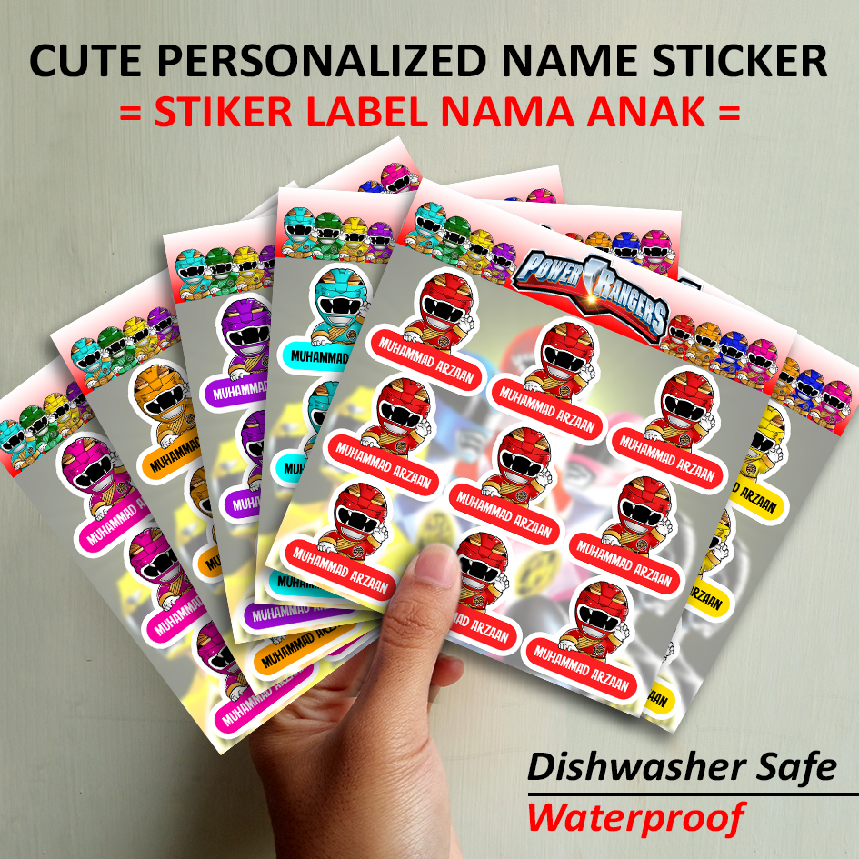 

STIKER NAMA STIKER BUKU LABEL NAMA ANAK CUSTOM STICKER NAME TAG LABEL KUSTOM SERI POWER RANGERS