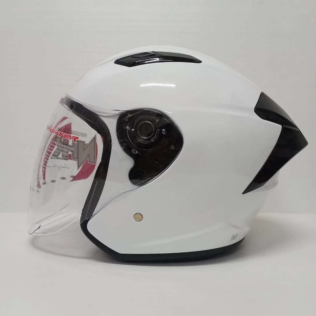NHK HELM R1 ELITE SOLID WHITE SINGLE VISOR HALF FACE NHK ELITE