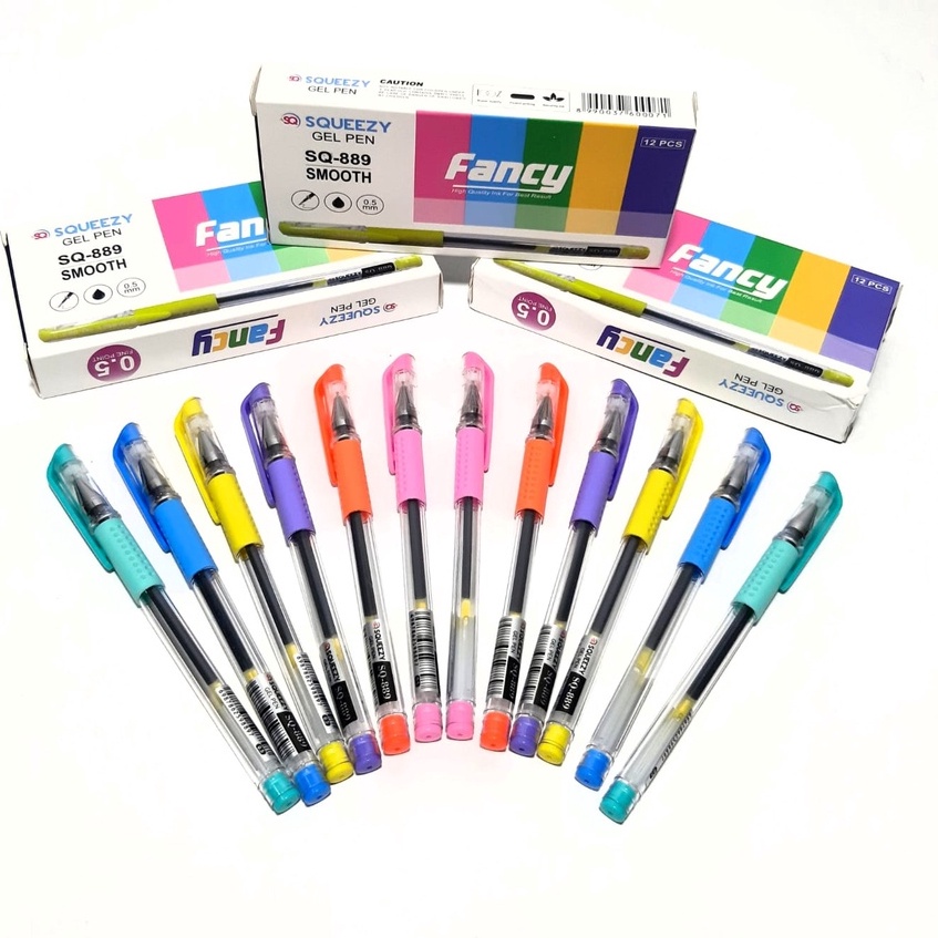 

BERKAH Harga Grosir 1 kotak12pcs PULPEN GEL FANCY SQ889 5MM