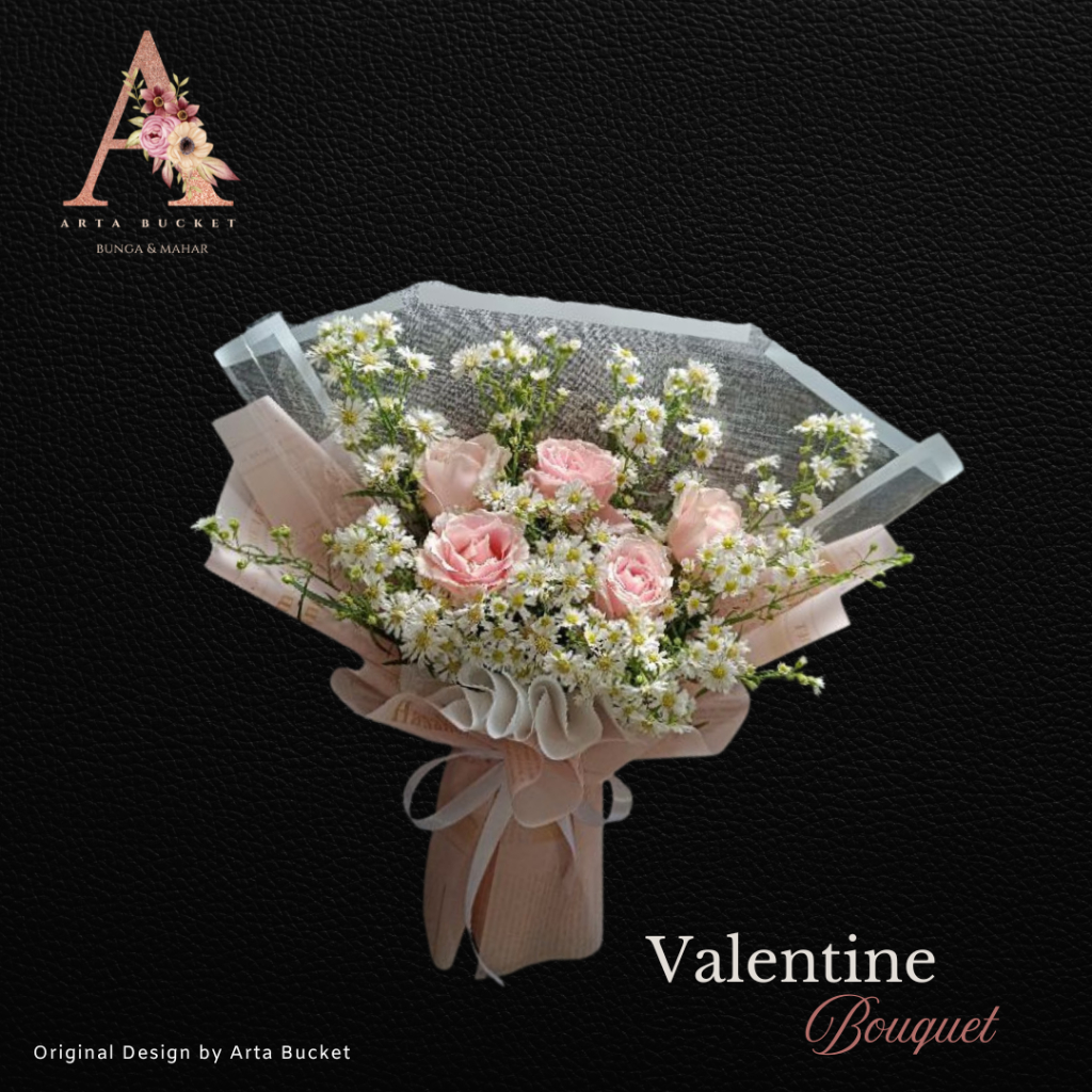 Bucket Bouquet Buket Bouket Kado Hadiah Gift Give Bunga Mawar Daisy Tema Valentine Untuk Pacar Wisud