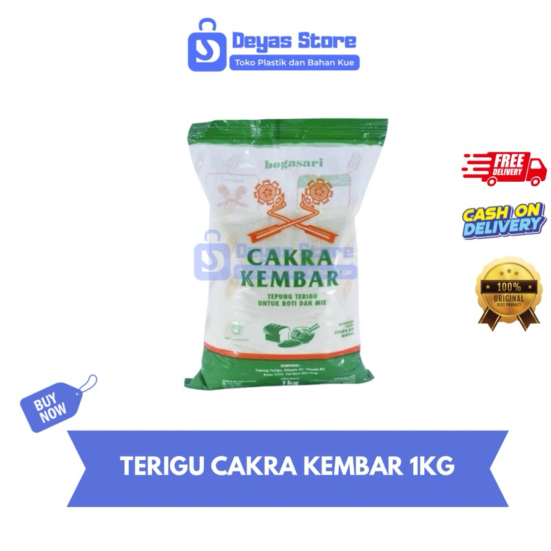 

TEPUNG TERIGU CAKRA KEMBAR 1KG/TEPUNG PROTEIN TINGGI