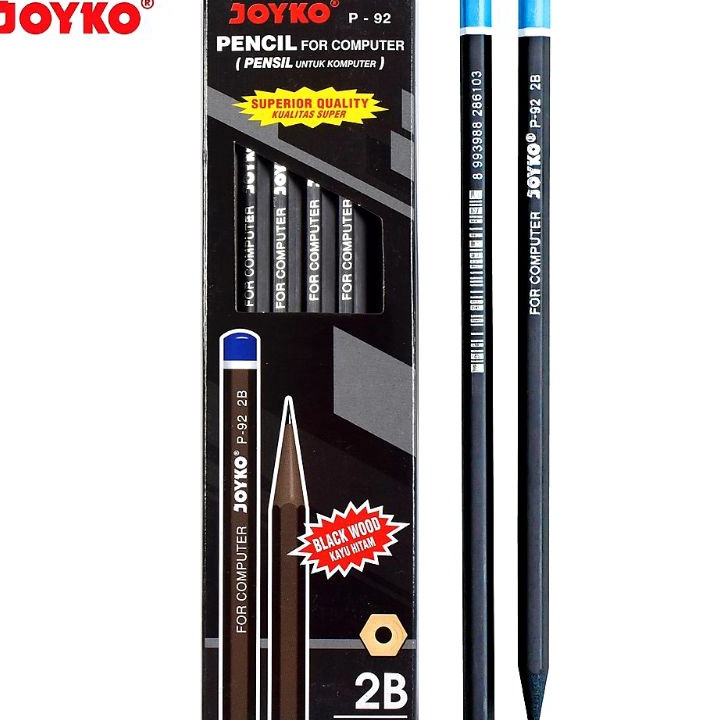 

READY STCOK PENSIL 2B DENGAN KAYU HITAM DAN KUAT P92 1 BOX ISI 12 PCS