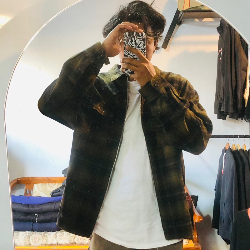 H&M Twill Shacket Green Black Jacket