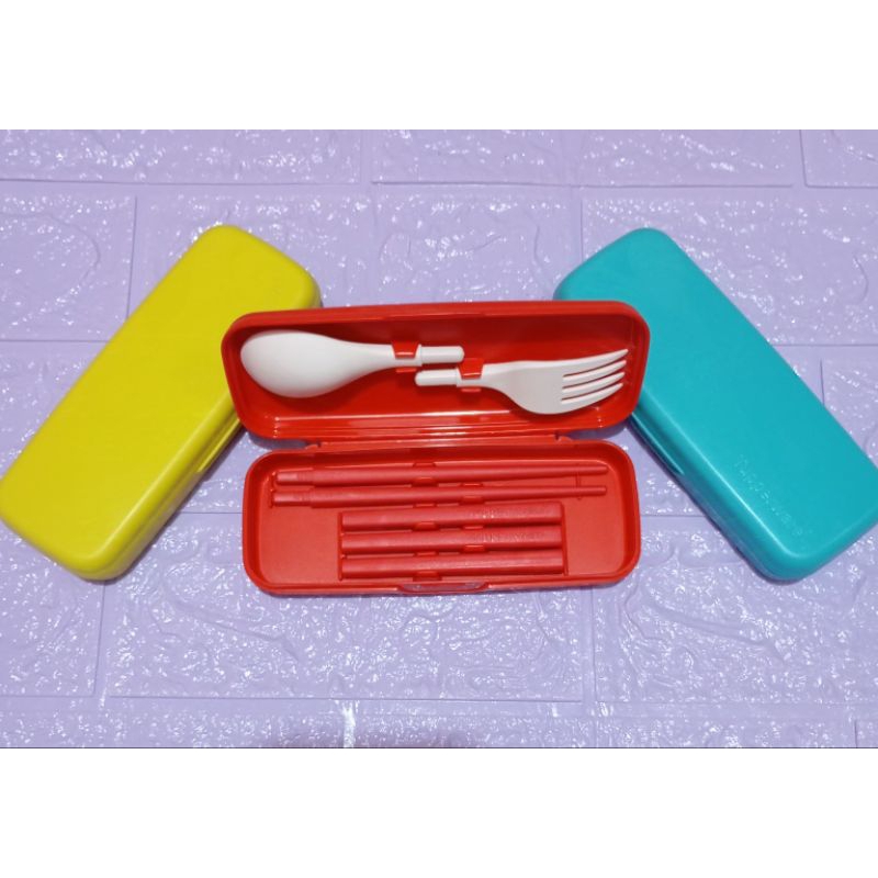 cutlery set lengkap case chopstick tupperware sendok garpu sumpit set bekal anak