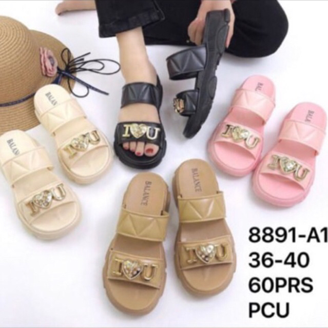 Sandal Selop Wedges Wanita Strap Dua Jelly Import Terbaru JSI-8891-A1