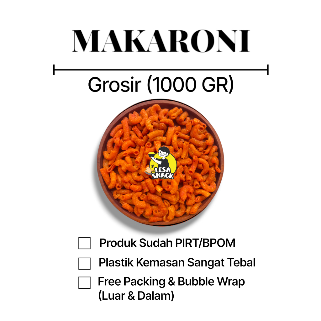 

Makaroni Bantet Snack Kiloan Rasa Renyah Dan Gurih Aneka Rasa Kemasan 1 KG