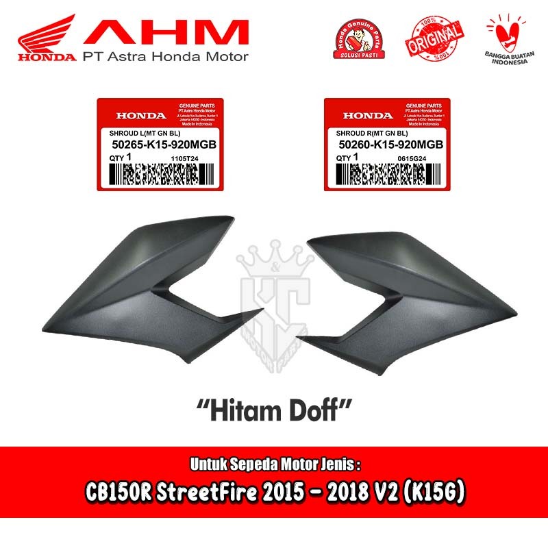 Kap Cover Tangki Depan Honda CB150R CB 150 R LED V2 Hitam Doff Original AHM 50260 50265-K15-920MGB