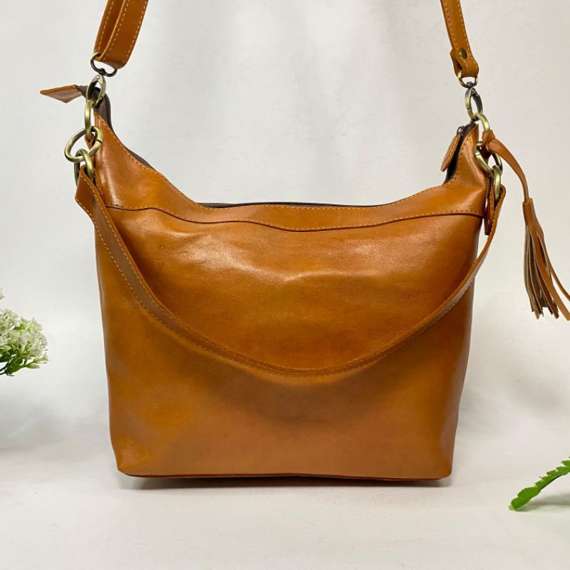 Tas Selempang Wanita Kulit Tas Hobo Anyam Wanita Kulit Asli Tote Bag Multifungsi