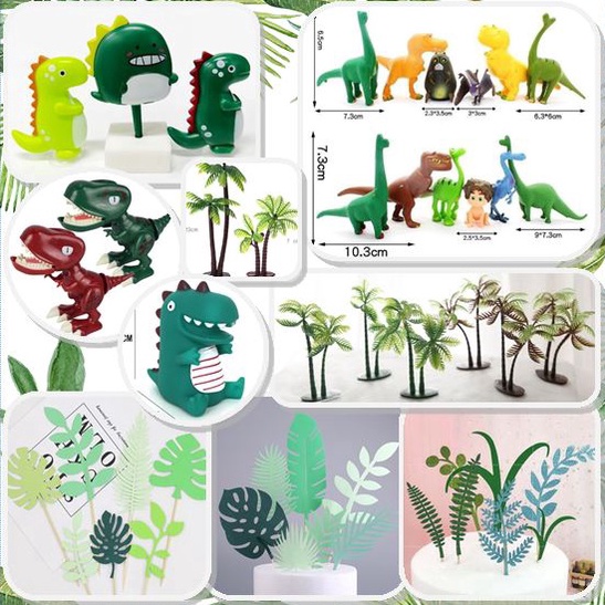 Diskon Kilat 5 Topper Daun Wildlife Jungle Forest Hutan Pohon Tree Hijau Tropis Dino Tarzan Hiasan K