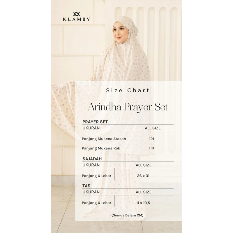 Arindha Prayer Set Canolli Cream Ice Melt Frosted Mint Cavernouse Black Peach Dust Mukena WearingKla