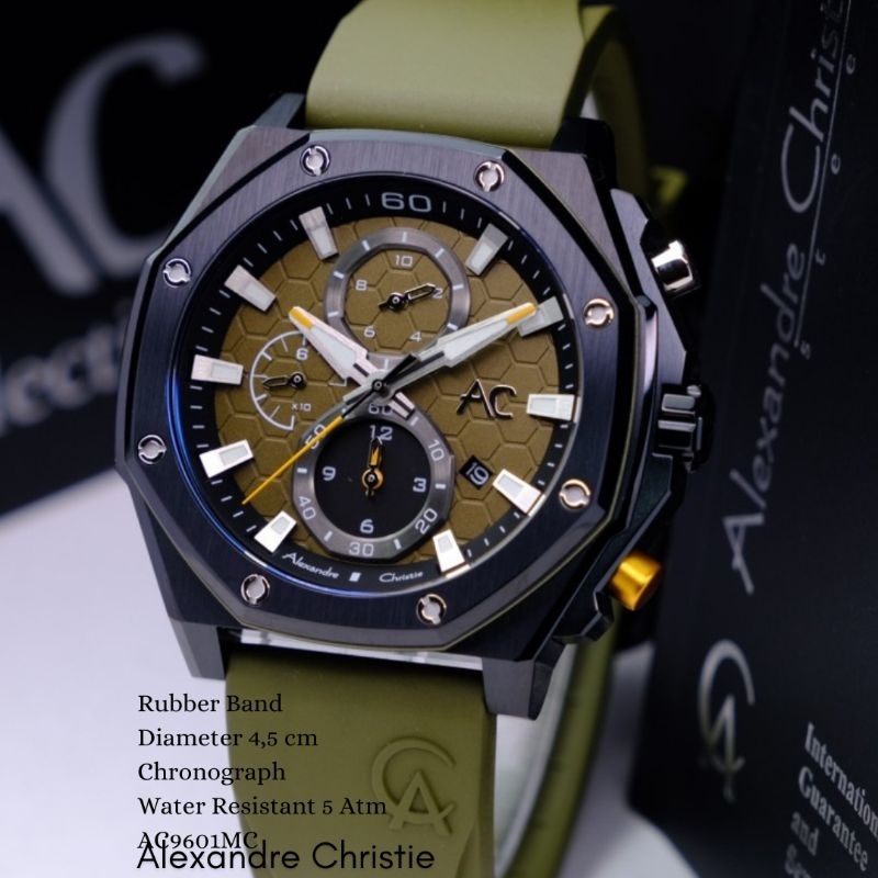 Alexandre Christie ORIGINAL jam tangan pria rubber band AC9601 100% ori Alexander Cristie tali karet