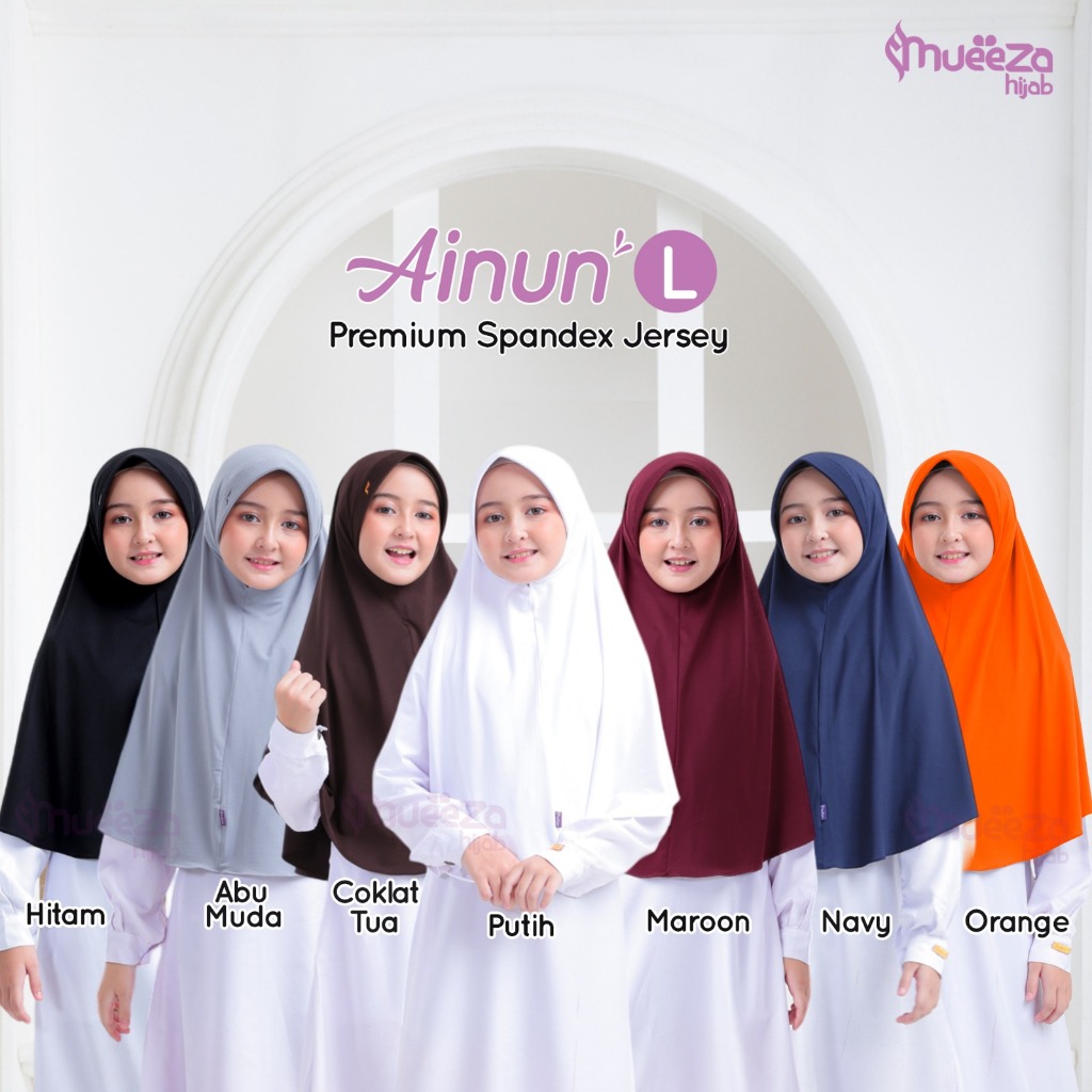 Grosir Jilbab Kerudung Instan Anak Sekolah SMP SMA Remaja Ainun L Hijab Polos Premium Spandex Jersey