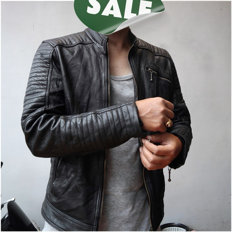 Jaket kulit asli domba jaket kulit motor biker racing touring caferacer leather jacket Pl bekas prel
